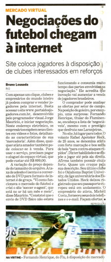 Negociações do Futebol Chegam à Internet